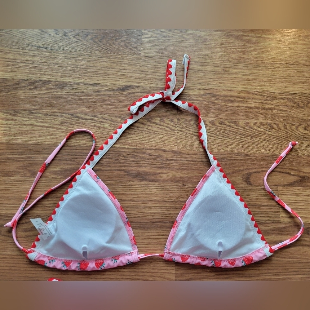 Shein Womens Strawberry Print Halter Triangle Bikini Swimsuit Set Size Large - Picture 7 of 9